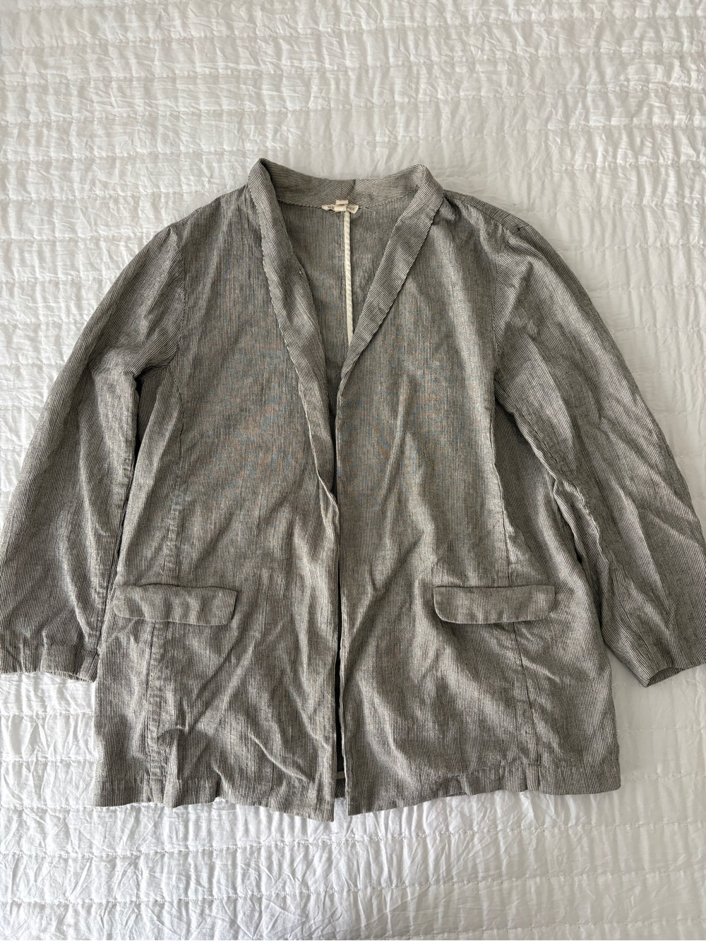 Eileen Fisher Light Gray Open-Front Blazer